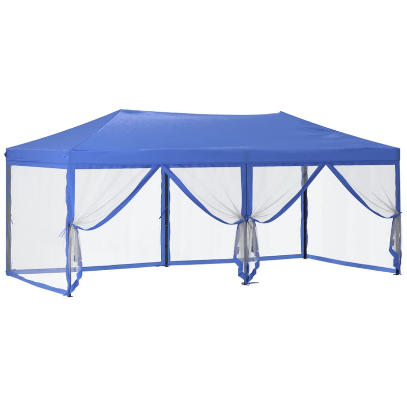 Folding Party Tent with Sidewalls Blue 3x6 m