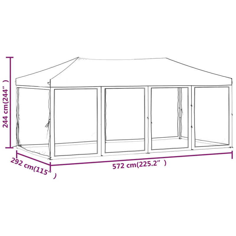 Folding Party Tent with Sidewalls Red 3x6 m