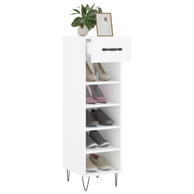 Shoe Cabinet White 30x35x105 cm Engineered Wood