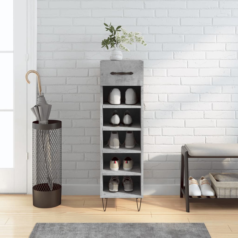 Shoe Cabinet Concrete Grey 30x35x105 cm Engineered Wood