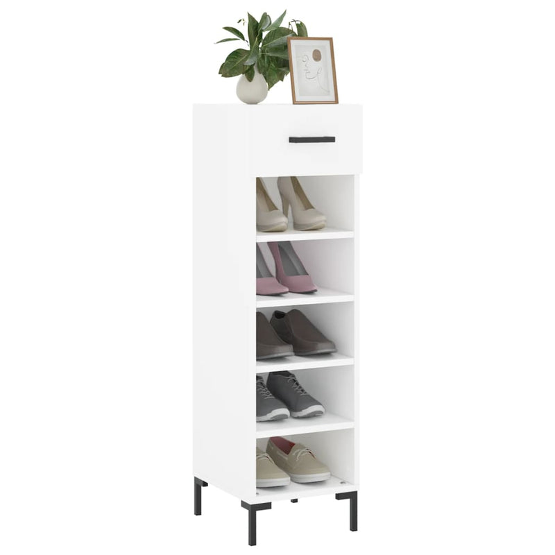 Shoe Cabinet White 30x35x105 cm Engineered Wood