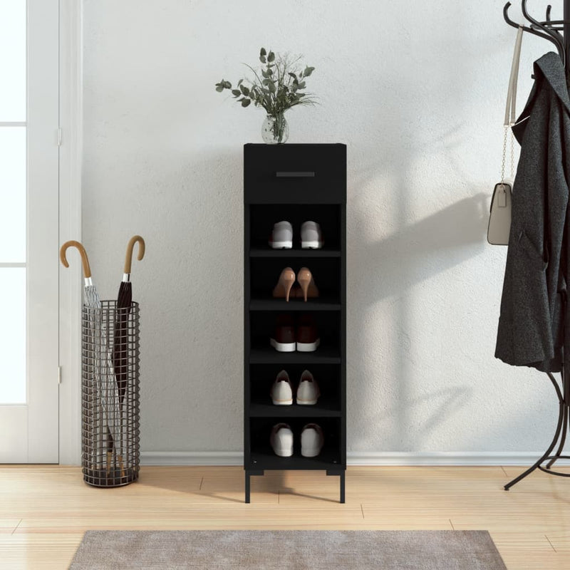 Shoe Cabinet Black 30x35x105 cm Engineered Wood