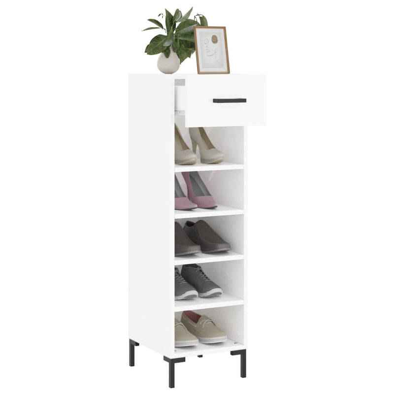 Shoe Cabinet High Gloss White 30x35x105 cm Engineered Wood