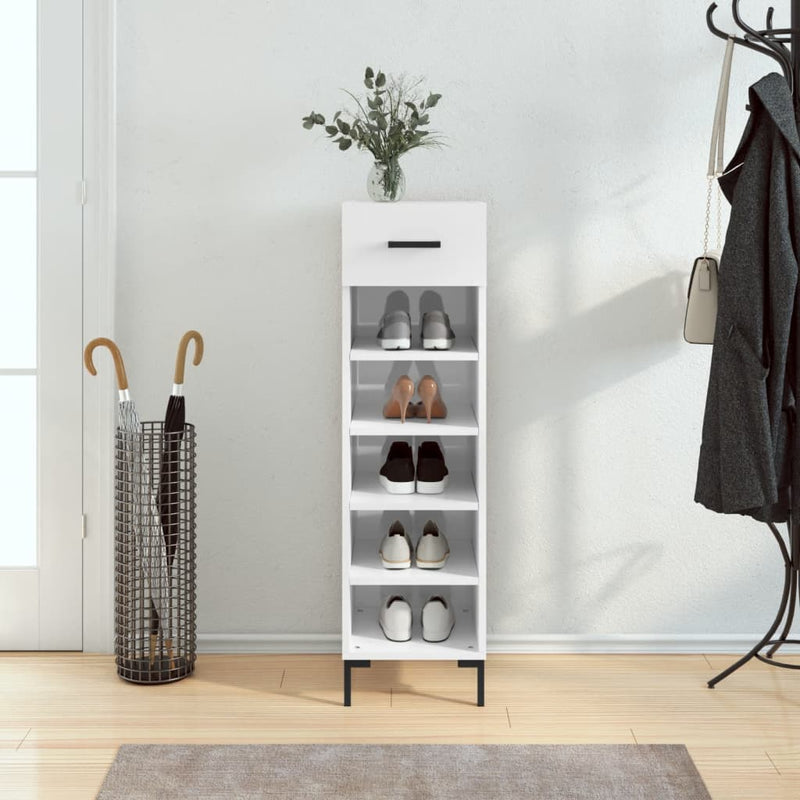 Shoe Cabinet High Gloss White 30x35x105 cm Engineered Wood