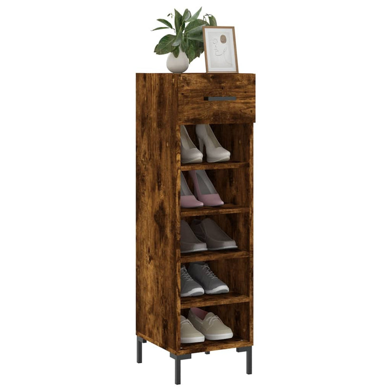 Shoe Cabinet Smoked Oak 30x35x105 cm Engineered Wood