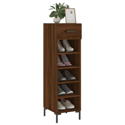 Shoe Cabinet Brown Oak 30x35x105 cm Engineered Wood