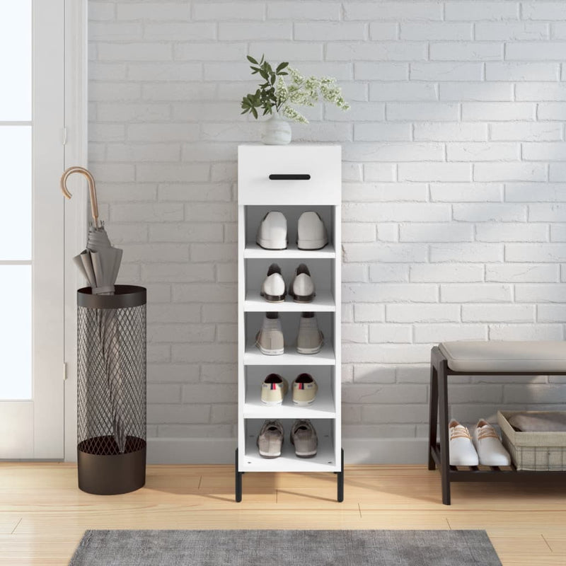 Shoe Cabinet White 30x35x105 cm Engineered Wood