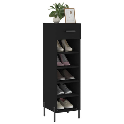 Shoe Cabinet Black 30x35x105 cm Engineered Wood