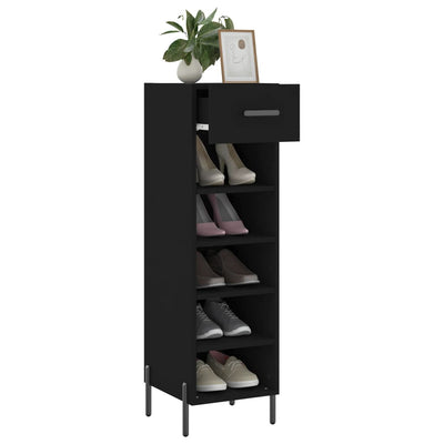 Shoe Cabinet Black 30x35x105 cm Engineered Wood