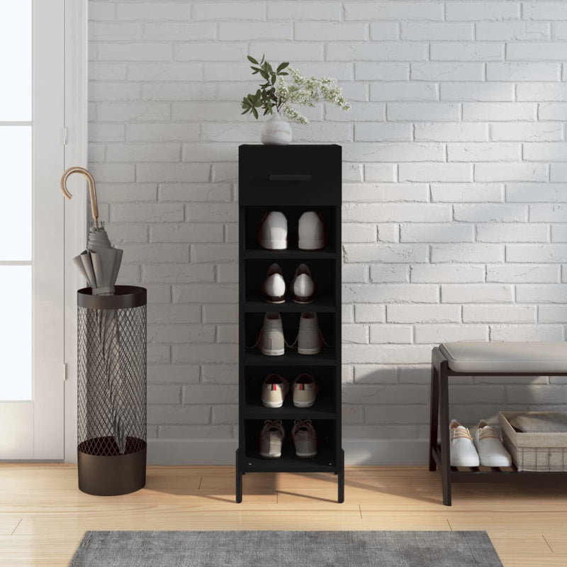 Shoe Cabinet Black 30x35x105 cm Engineered Wood