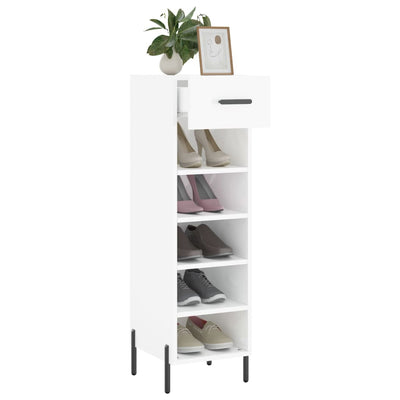 Shoe Cabinet High Gloss White 30x35x105 cm Engineered Wood