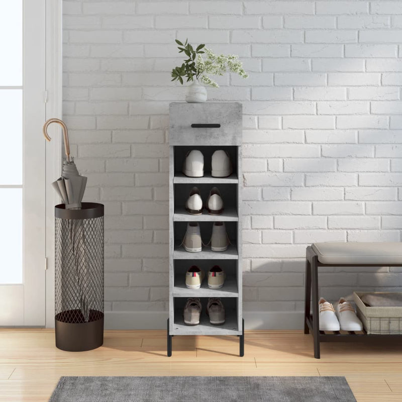 Shoe Cabinet Concrete Grey 30x35x105 cm Engineered Wood