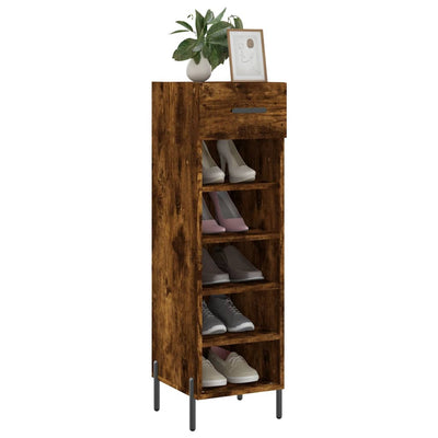 Shoe Cabinet Smoked Oak 30x35x105 cm Engineered Wood