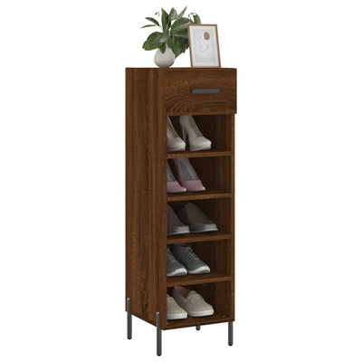 Shoe Cabinet Brown Oak 30x35x105 cm Engineered Wood