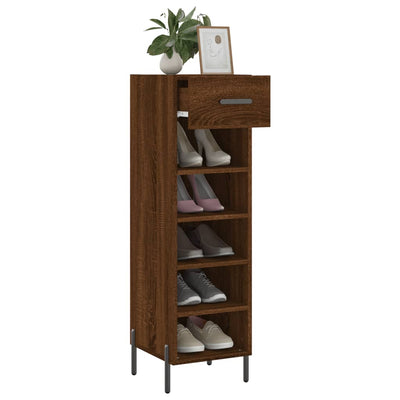 Shoe Cabinet Brown Oak 30x35x105 cm Engineered Wood