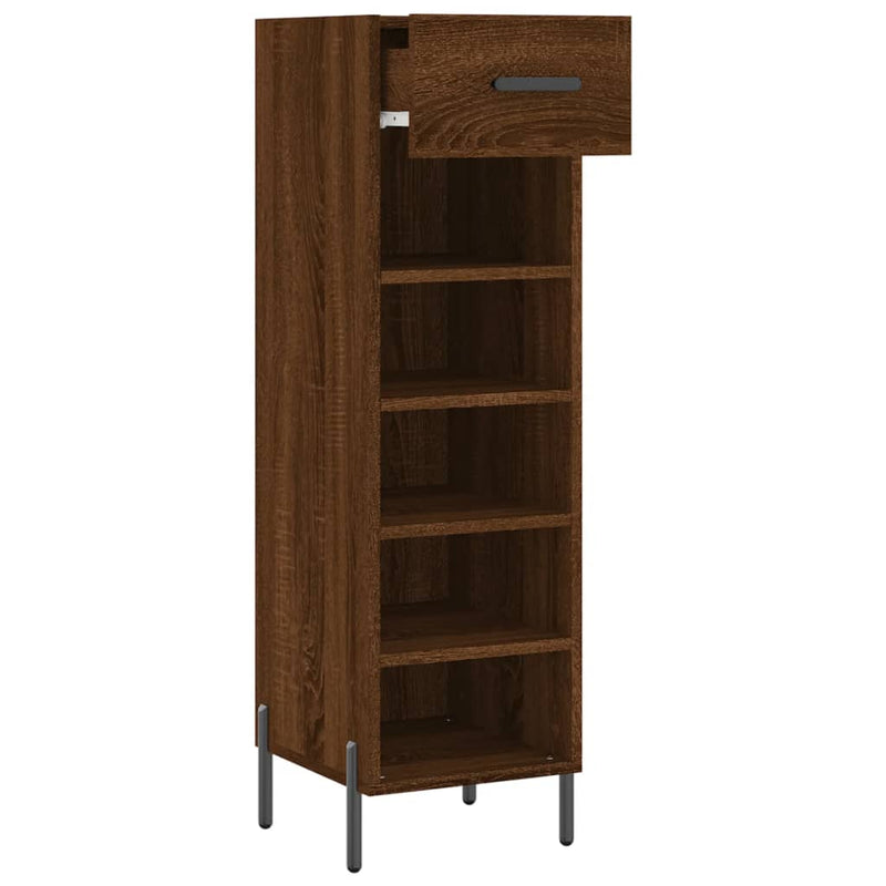 Shoe Cabinet Brown Oak 30x35x105 cm Engineered Wood