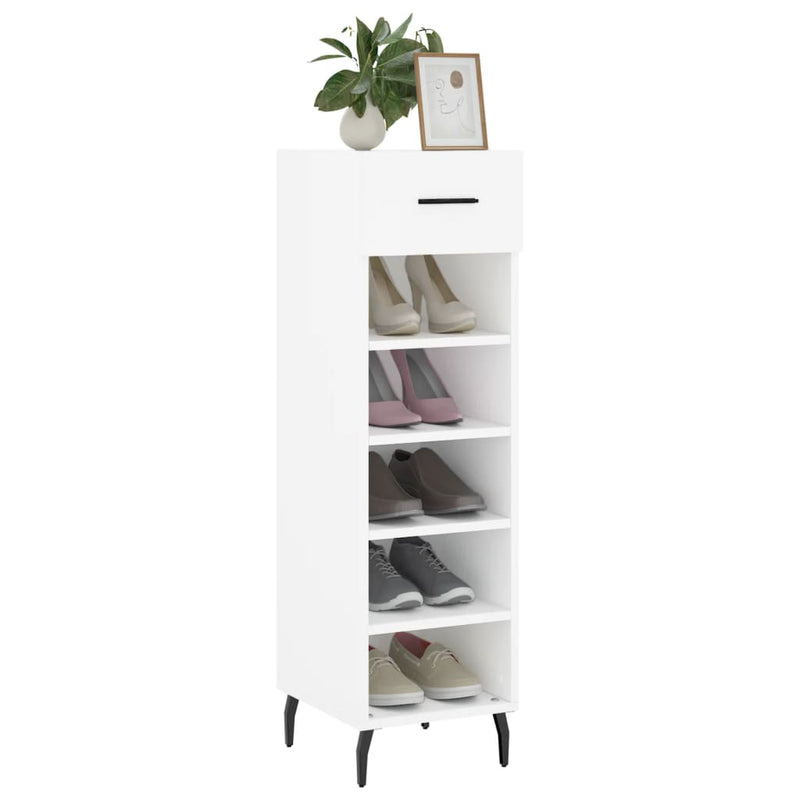 Shoe Cabinet White 30x35x105 cm Engineered Wood