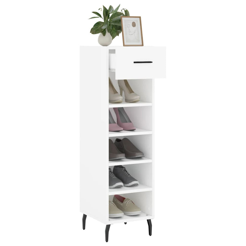 Shoe Cabinet White 30x35x105 cm Engineered Wood