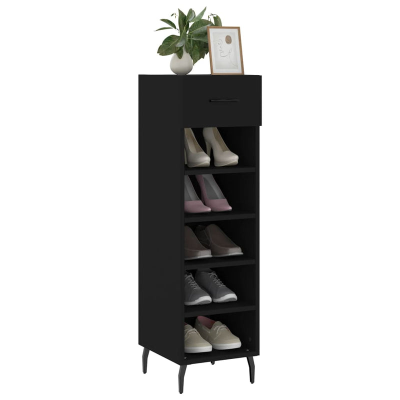 Shoe Cabinet Black 30x35x105 cm Engineered Wood