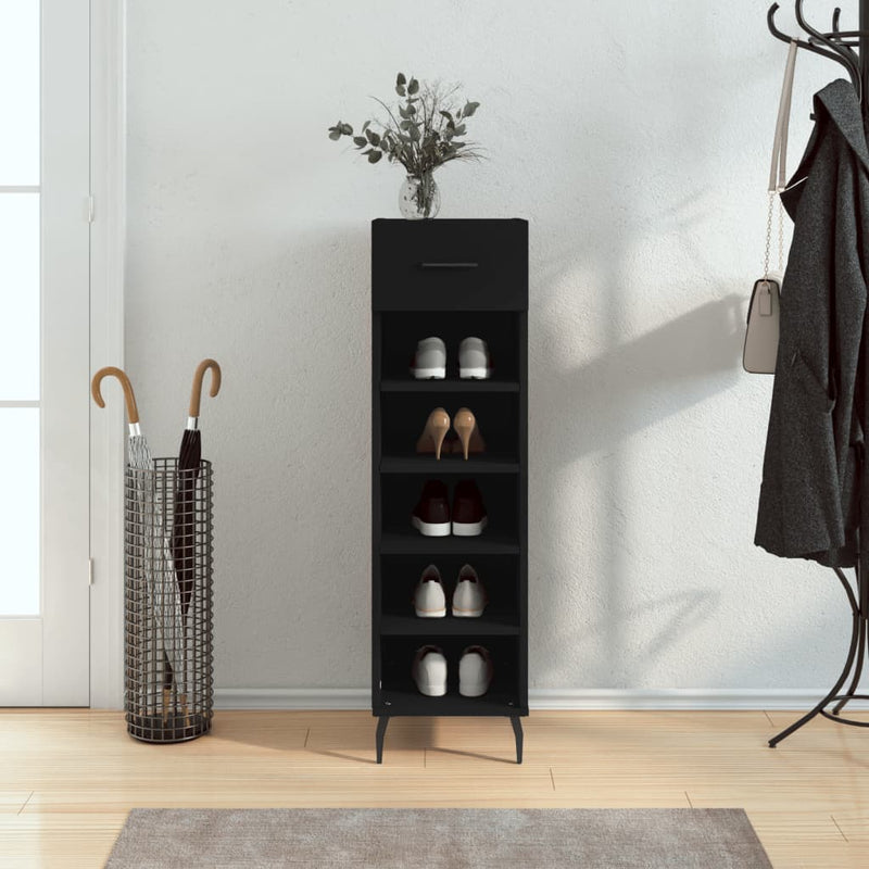 Shoe Cabinet Black 30x35x105 cm Engineered Wood