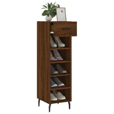 Shoe Cabinet Brown Oak 30x35x105 cm Engineered Wood