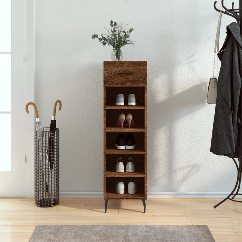 Shoe Cabinet Brown Oak 30x35x105 cm Engineered Wood