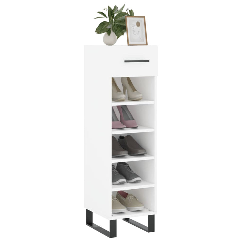 Shoe Cabinet White 30x35x105 cm Engineered Wood