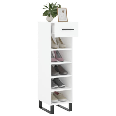 Shoe Cabinet White 30x35x105 cm Engineered Wood