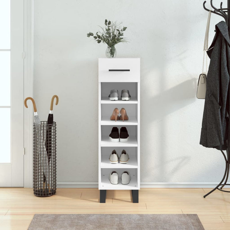 Shoe Cabinet White 30x35x105 cm Engineered Wood