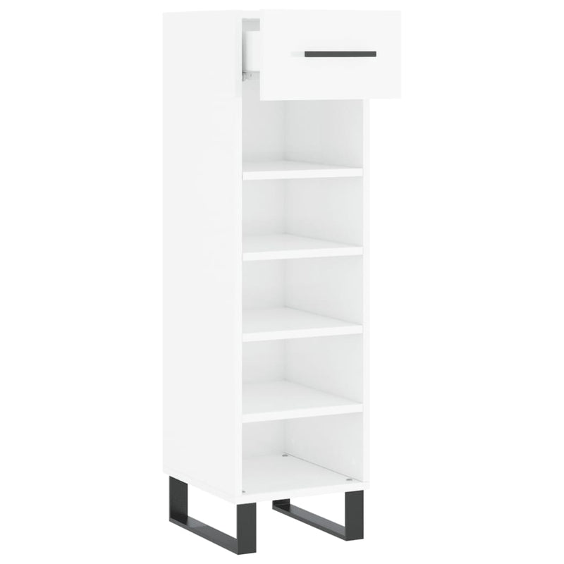 Shoe Cabinet High Gloss White 30x35x105 cm Engineered Wood