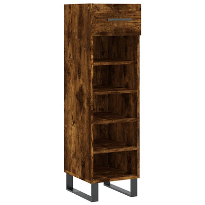 Shoe Cabinet Smoked Oak 30x35x105 cm Engineered Wood