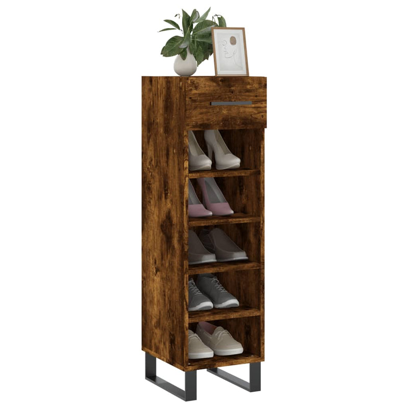 Shoe Cabinet Smoked Oak 30x35x105 cm Engineered Wood