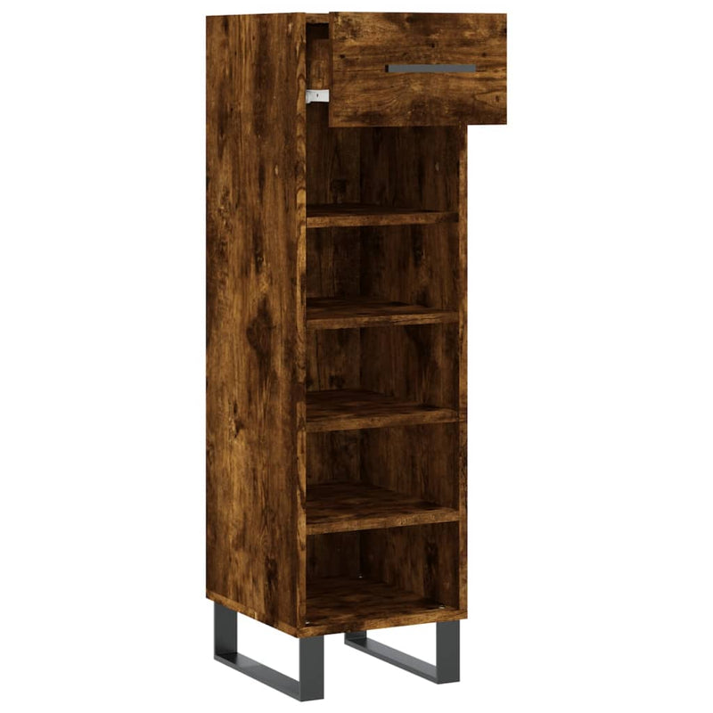 Shoe Cabinet Smoked Oak 30x35x105 cm Engineered Wood