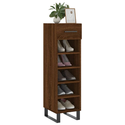 Shoe Cabinet Brown Oak 30x35x105 cm Engineered Wood