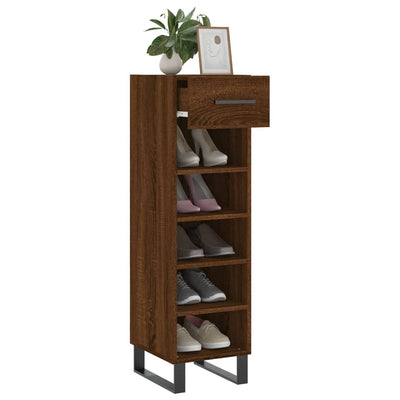 Shoe Cabinet Brown Oak 30x35x105 cm Engineered Wood