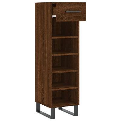 Shoe Cabinet Brown Oak 30x35x105 cm Engineered Wood