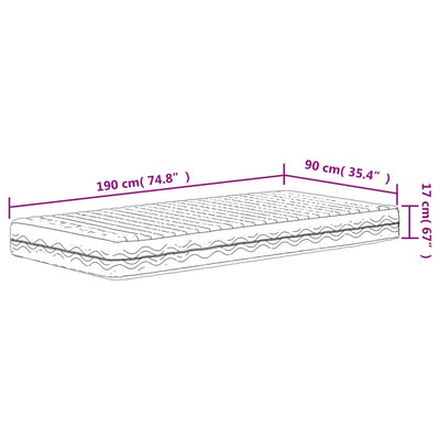 Foam Mattress White 90x190 cm Hardness H2 H3