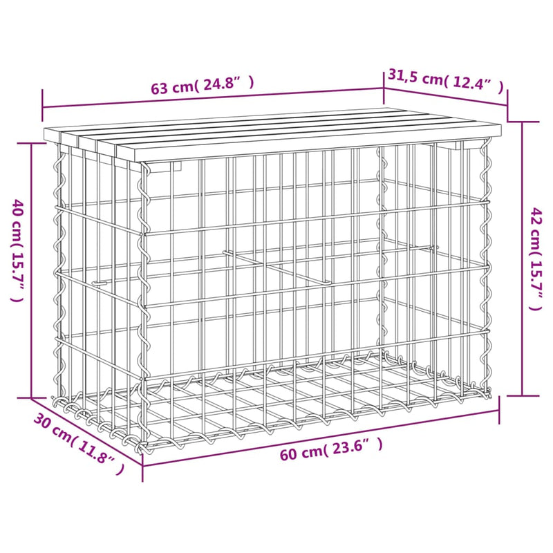 Garden Bench Gabion Design 63x31.5x42 cm Impregnated Wood Pine