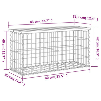 Garden Bench Gabion Design 83x31.5x42 cm Solid Wood Douglas