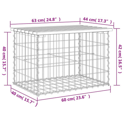 Garden Bench Gabion Design 63x44x42 cm Solid Wood Douglas