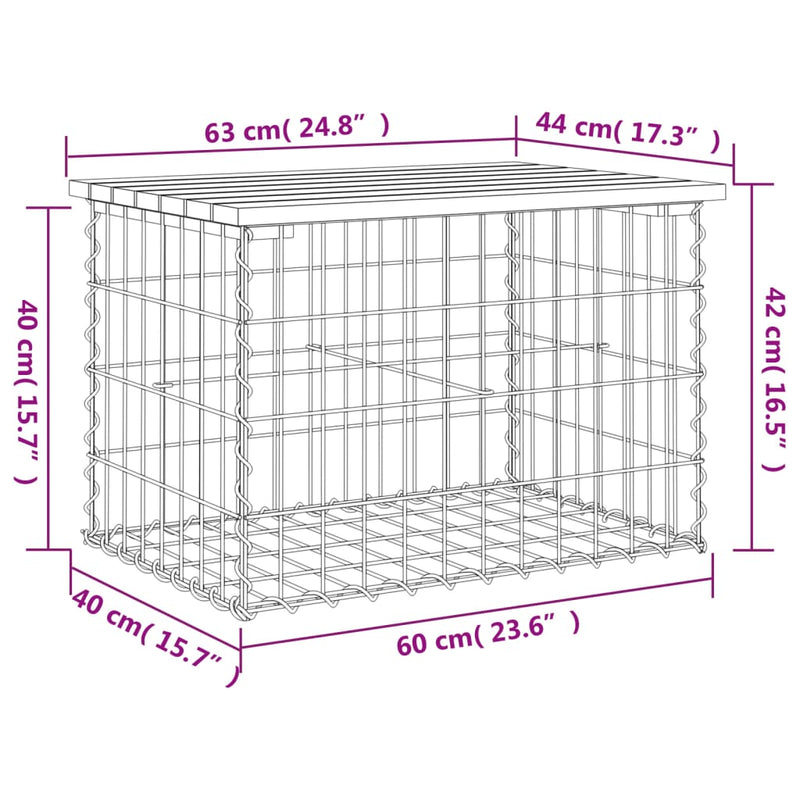 Garden Bench Gabion Design 63x44x42 cm Impregnated Wood Pine