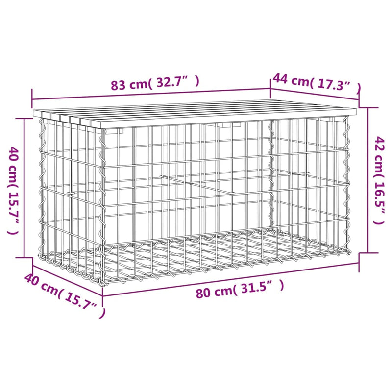 Garden Bench Gabion Design 83x44x42 cm Solid Wood Douglas