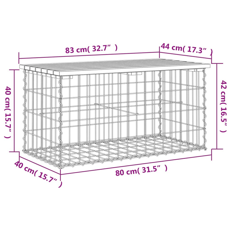 Garden Bench Gabion Design 83x44x42 cm Impregnated Wood Pine