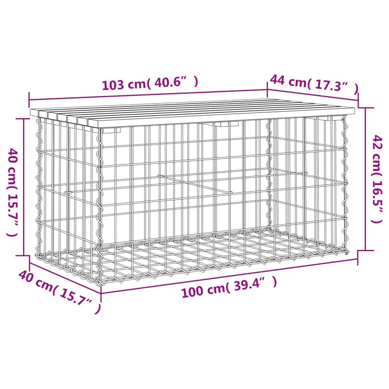 Garden Bench Gabion Design 103x44x42 cm Impregnated Wood Pine