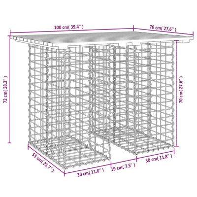 Garden Bench Gabion Design 100x70x72 cm Solid Wood Douglas