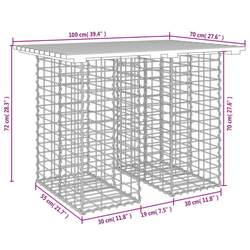 Garden Bench Gabion Design 100x70x72 cm Solid Wood Douglas