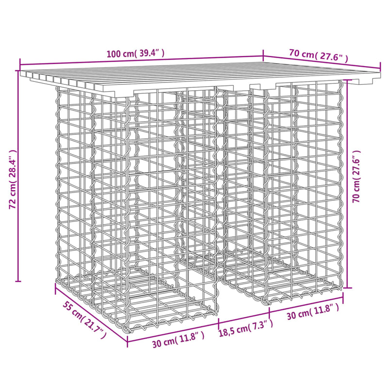 Garden Bench Gabion Design 100x70x72 cm Impregnated Wood Pine