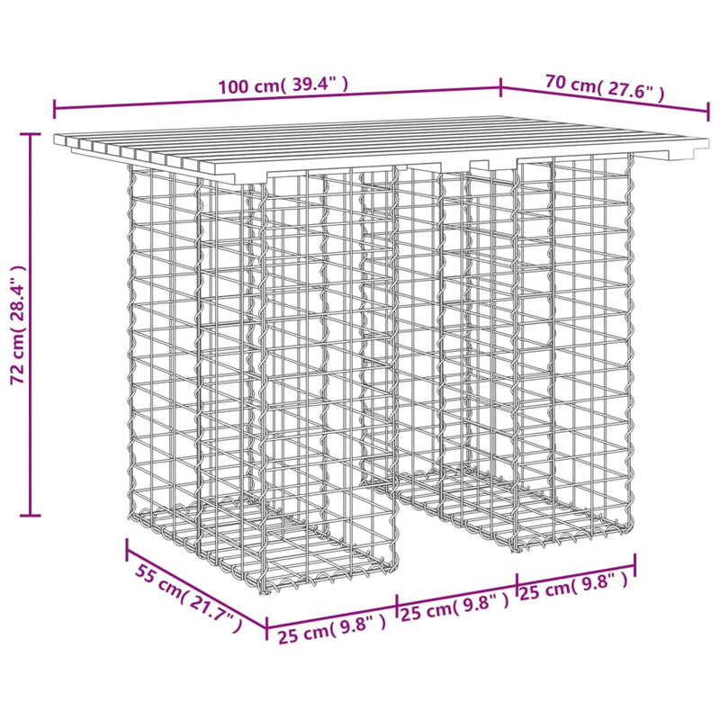 Garden Bench Gabion Design 100x70x72 cm Solid Wood Douglas