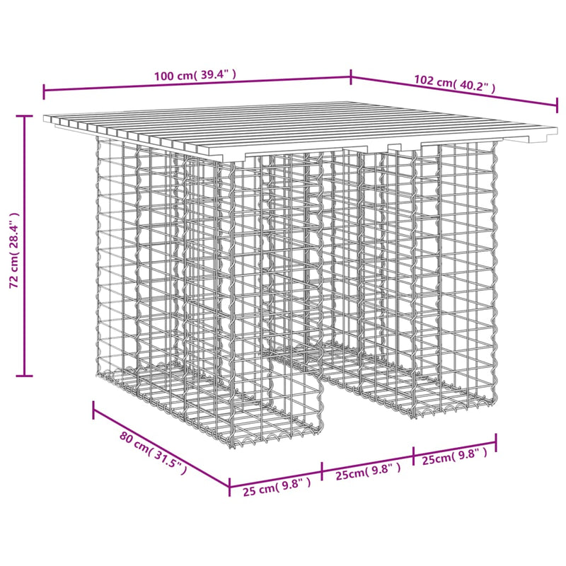 Garden Bench Gabion Design 100x102x72 cm Solid Wood Douglas