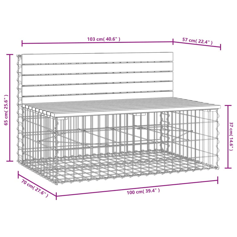 Garden Bench Gabion Design 103x70x65 cm Impregnated Wood Pine